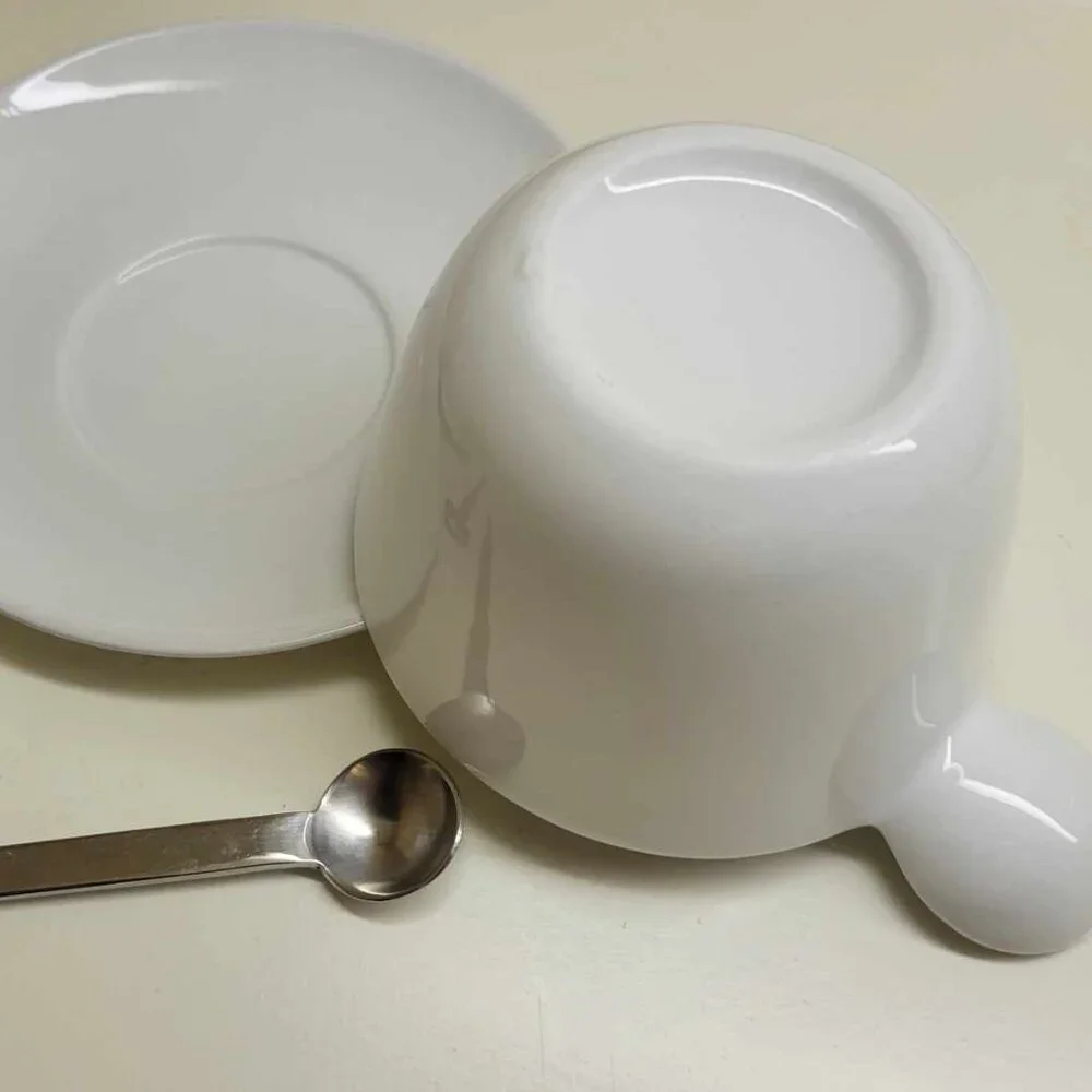 Crate & Barrel - Harmony Tea Cups with Spoons - Set of 2